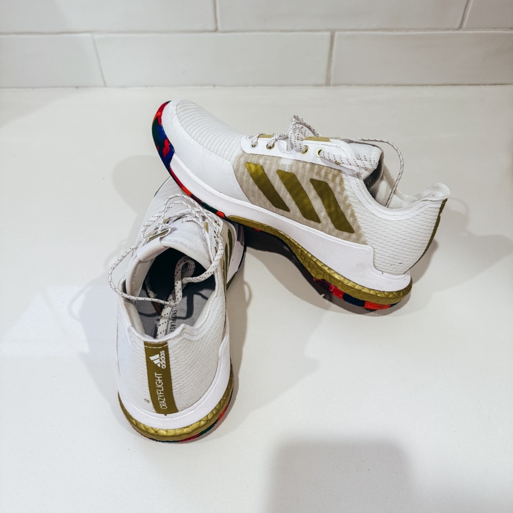 Adidas  crazylight white and gold shoes
